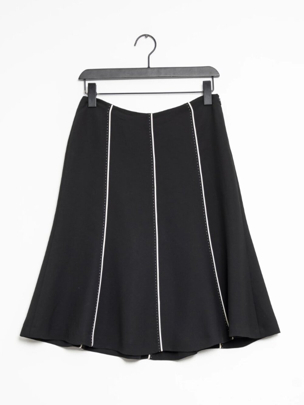 Vintage 90s Marella Italy Silk-Lined Midi Skirt Black